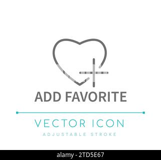 Icône Ajouter une ligne vectorielle de commerce électronique favorite Illustration de Vecteur