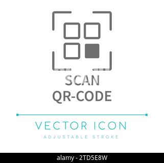 Scannez l'icône QR-Code Ecommerce Vector Line Illustration de Vecteur