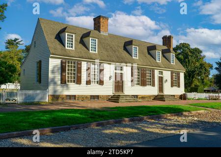 Maison sur Duke of Gloucester Street à Colonial Williamsburg, Virginie Banque D'Images
