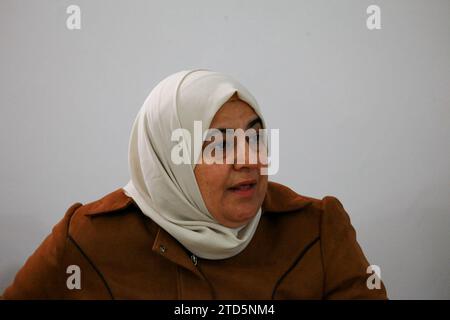 1 janvier 2008 : Gaziantep, Turkiye. 13 décembre 2023. Amal Alnassan, directrice du Centre de guérison et de plaidoyer Amal lors d'un événement à Gaziantep pour la publication d'un livre en arabe intitulé ''le récit des arrestations et des disparitions forcées dans les prisons du régime syrien''. D'anciens détenus des prisons du gouvernement syrien, des membres de familles de détenus, ainsi que des représentants d'organisations syriennes de défense des droits humains et de comités concernés par la question des détenus dans les prisons syriennes, ont assisté à l'événement organisé par le Centre de guérison et de plaidoyer Amal dans le sud de Turkiye (image de crédit : © Banque D'Images