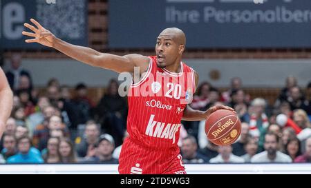 Bild : Javon Bess (Wuerzburg baskets, 20). 16.12.2023, basket-ball, BBL, paniers Wuerzburg -paniers Telekom Bonn, GER, Wuerzburg, tectake Arena. Banque D'Images