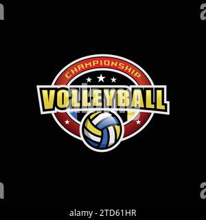 Vecteur de conception de modèle de logo de volley-ball de championnat Illustration de Vecteur