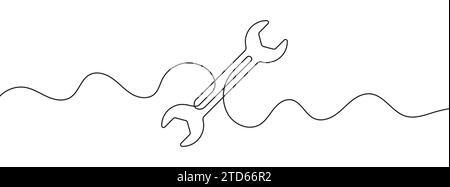 Dessin au trait modifiable continu de la clé. Un arrière-plan de dessin au trait. Illustration vectorielle. Icône de clé à conduite unique. Illustration de Vecteur