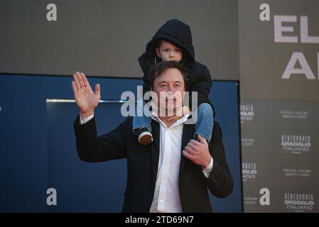 Rome, Italie. 16 décembre 2023. Elon Musk assiste à Atreju 2023, la réunion annuelle du parti politique de droite Fratelli d'Italia à Rome. Crédit : SOPA Images Limited/Alamy Live News Banque D'Images