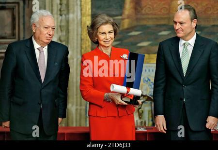 Valence, 01/15/2013. Remise du Prix Manuel Broseta de coexistence à sa Majesté la Reine Sofía. Photo : Mikel Ponce Archdc. Crédit : Album / Archivo ABC / Mikel Ponce Banque D'Images