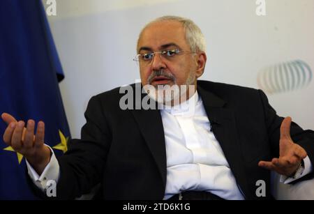 Madrid, 04/14/2015. Entretien avec le ministre iranien des Affaires étrangères Mohammad Javad Zarif. Photo : Ernesto Agudo ARCHDC. Crédit : Album / Archivo ABC / Ernesto Agudo Banque D'Images