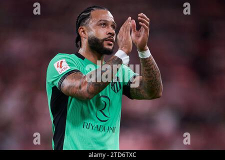 Bilbao, Vizcaya, Espagne. 16 décembre 2023. Memphis Depay de l'Atletico de Madrid regarde pendant le match de LaLiga EA Sports entre Athletic Club et AT Banque D'Images