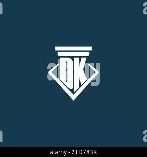 Logo monogramme initial DK pour cabinet d'avocats, avocat ou avocat avec des idées de conception d'icône de pilier Illustration de Vecteur