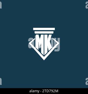 Logo de monogramme initial de MK pour cabinet d'avocats, avocat ou avocat avec des idées de conception d'icône de pilier Illustration de Vecteur
