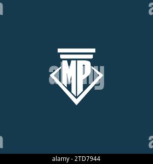 Logo de monogramme initial MP pour cabinet d'avocats, avocat ou avocat avec des idées de conception d'icône de pilier Illustration de Vecteur
