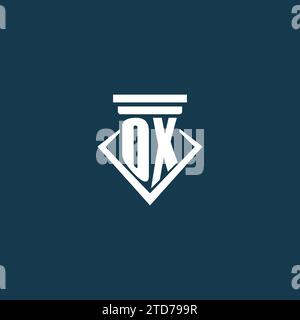 Logo de monogramme initial OX pour cabinet d'avocats, avocat ou avocat avec des idées de conception d'icône de pilier Illustration de Vecteur