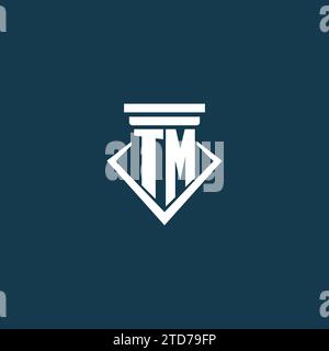 Logo de monogramme initial TM pour cabinet d'avocats, avocat ou avocat avec idées de conception d'icône de pilier Illustration de Vecteur