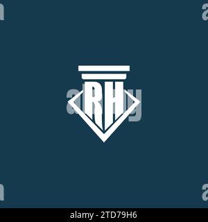 Logo monogramme initial RH pour cabinet d'avocats, avocat ou avocat avec idées de conception d'icône de pilier Illustration de Vecteur