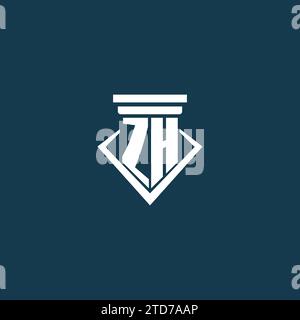 Logo initial de monogramme de ZH pour cabinet d'avocats, avocat ou avocat avec des idées de conception d'icône de pilier Illustration de Vecteur