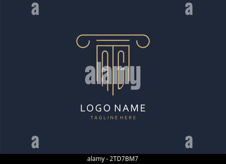AG initial avec la conception de logo de forme de pilier, conception créative de logo de monogramme pour des idées de conception de cabinet d'avocats Illustration de Vecteur