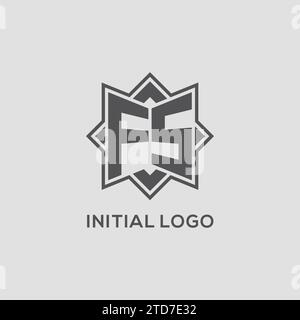 Logo monogramme FS avec graphique vectoriel de conception de style étoile à huit branches Illustration de Vecteur
