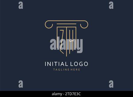 ZH initial avec la conception de logo de forme de pilier, conception créative de logo de monogramme pour des idées de conception de cabinet d'avocats Illustration de Vecteur