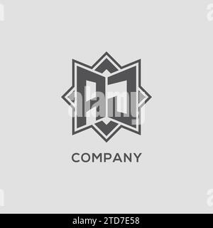 Logo AJ monogramme avec motif vectoriel de conception de style étoile à huit branches Illustration de Vecteur