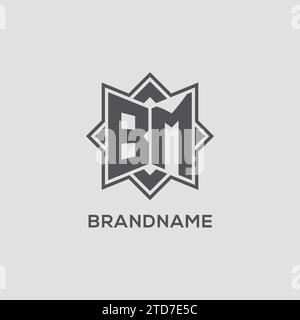 Logo Monogram BM avec un graphique vectoriel de conception de style étoile à huit branches Illustration de Vecteur