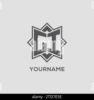 Logo GI monogramme avec graphique vectoriel de conception de style étoile à huit branches Illustration de Vecteur