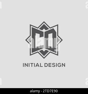 Logo CD monogramme avec graphique vectoriel de conception de style étoile à huit branches Illustration de Vecteur