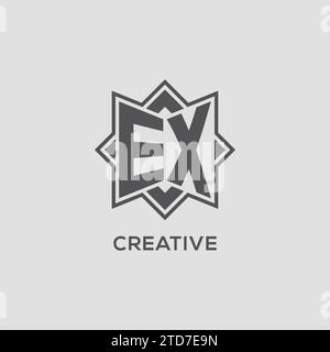Logo monogramme EX avec motif vectoriel de conception de style étoile huit branches Illustration de Vecteur