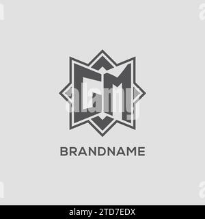Logo GM monogramme avec dessin vectoriel de style étoile à huit branches Illustration de Vecteur