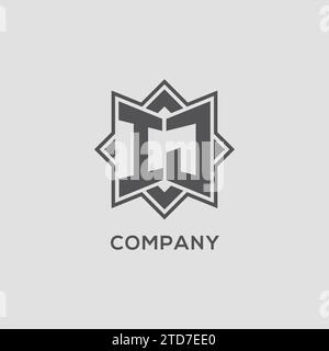 Logo Monogram IJ avec un graphique vectoriel de conception de style étoile à huit pointes Illustration de Vecteur