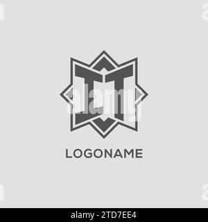 Logo Monogram IT avec graphique vectoriel de conception de style étoile à huit branches Illustration de Vecteur
