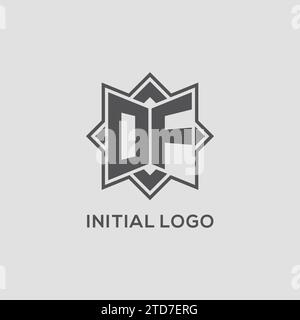 Monogramme DE logo avec graphique vectoriel de conception de style étoile à huit points Illustration de Vecteur