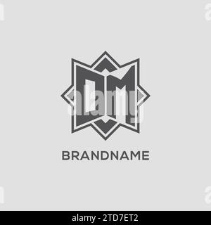 Logo OM monogramme avec graphique vectoriel de conception de style étoile à huit branches Illustration de Vecteur