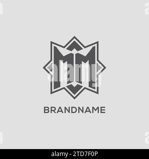 Logo monogramme MM avec graphique vectoriel de conception de style étoile à huit branches Illustration de Vecteur