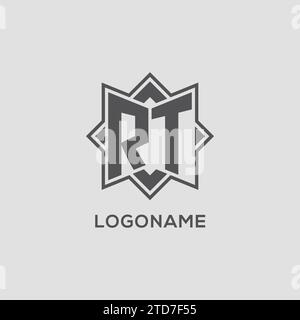 Logo Monogram RT avec graphique vectoriel de conception de style étoile à huit branches Illustration de Vecteur