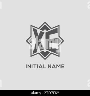 Logo Monogram XE avec motif vectoriel de style étoile à huit branches Illustration de Vecteur