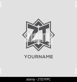 Logo Monogram ZI avec graphique vectoriel de conception de style étoile à huit pointes Illustration de Vecteur
