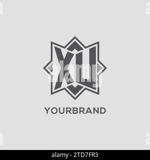 Logo Monogram XU avec graphique vectoriel de conception de style étoile à huit branches Illustration de Vecteur