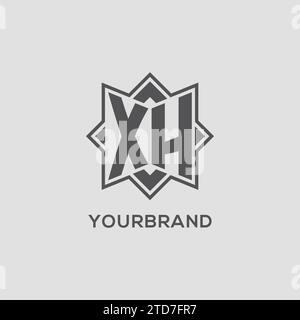 Logo Monogram XH avec graphique vectoriel de conception de style étoile à huit branches Illustration de Vecteur