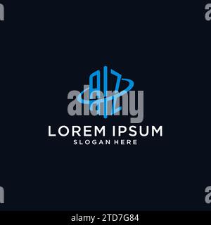Logo monogramme initial AZ avec forme hexagonale et idées de conception Swoosh Illustration de Vecteur