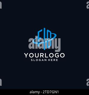 FO logo monogramme initial avec forme hexagonale et idées de conception Swoosh Illustration de Vecteur