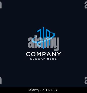 JA logo monogramme initial avec forme hexagonale et idées de conception Swoosh Illustration de Vecteur