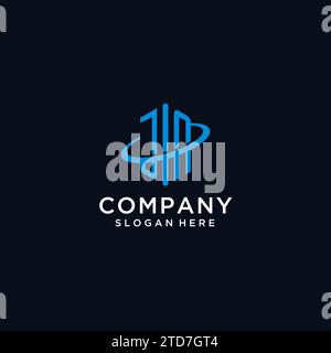 Logo monogramme initial JN avec forme hexagonale et idées de conception Swoosh Illustration de Vecteur