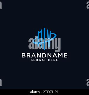 Logo monogramme MV initial avec forme hexagonale et idées de design Swoosh Illustration de Vecteur