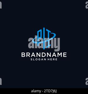 Logo monogramme initial PI avec forme hexagonale et idées de conception Swoosh Illustration de Vecteur