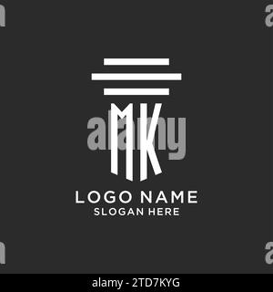Initiales MK avec la conception simple de logo de pilier, graphique vectoriel de logo de cabinet juridique créatif Illustration de Vecteur