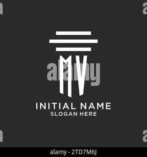 Initiales MV avec conception simple de logo de pilier, graphique vectoriel de logo de cabinet juridique créatif Illustration de Vecteur