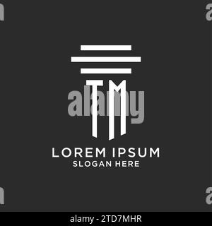 Initiales TM avec logo pilier simple, graphique vectoriel de logo de cabinet juridique créatif Illustration de Vecteur