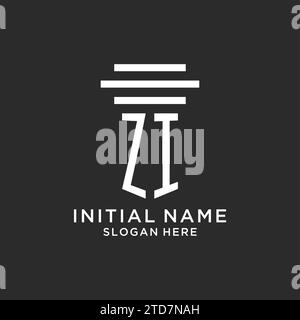 Initiales ZI avec la conception simple de logo de pilier, graphique vectoriel de logo de cabinet juridique créatif Illustration de Vecteur
