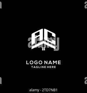 Logo AC initial avec toit de maison abstrait, graphique vectoriel de conception de logo immobilier simple et propre Illustration de Vecteur