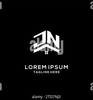 Logo JN initial avec toit de maison abstrait, graphique vectoriel de conception de logo immobilier simple et propre Illustration de Vecteur