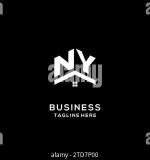 Logo NY initial avec toit de maison abstrait, graphique vectoriel de conception de logo immobilier simple et propre Illustration de Vecteur